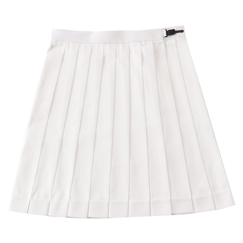 LF原创JK制服新款纯色轮褶裙学院风毕业高腰半身裙子白色女百褶裙 - 图3