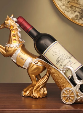餐边柜红酒架斜放马摆件轻奢高档