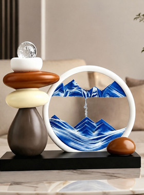 时来运转流沙画轻奢高档客厅摆件