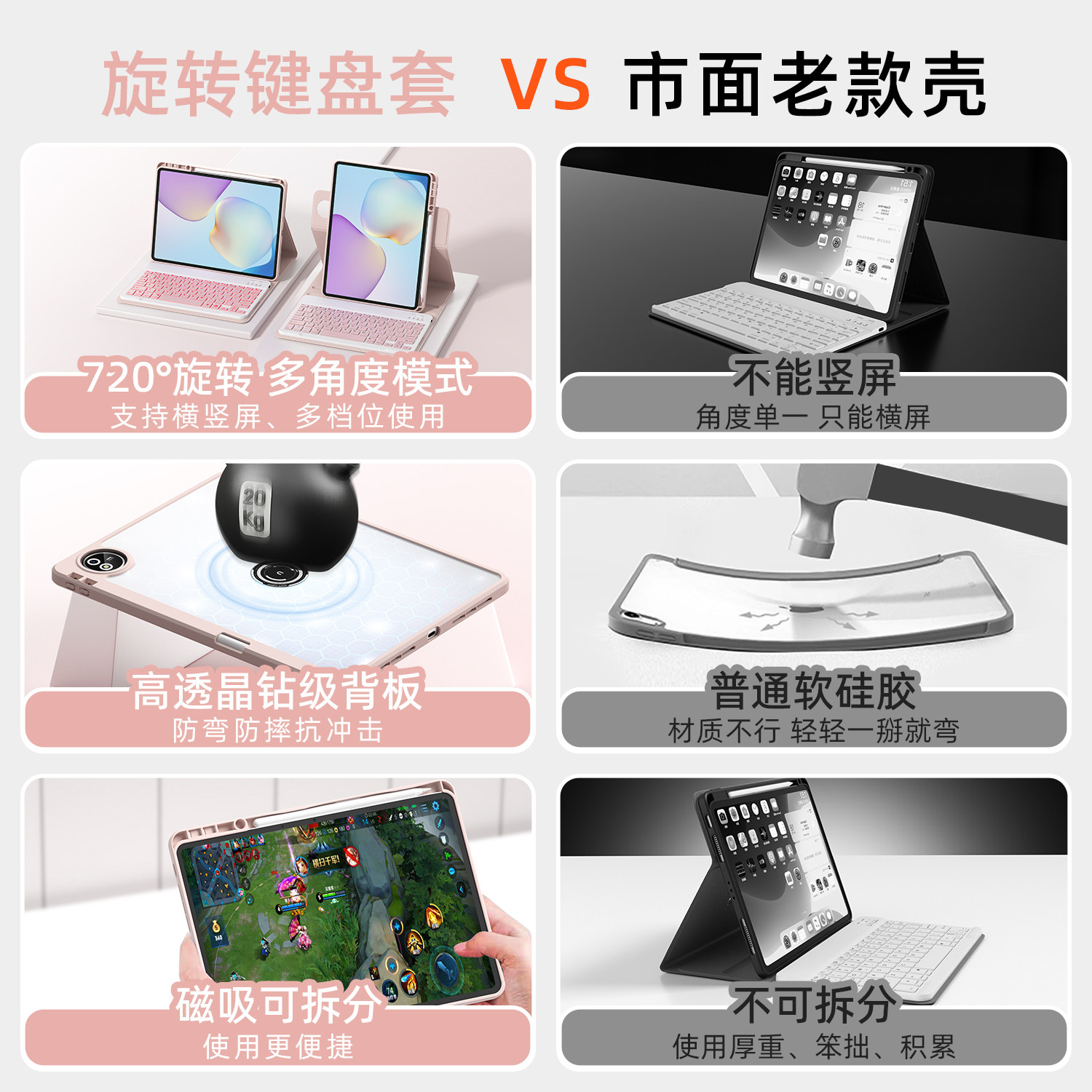 乔孚适用于华为平板MatePad11.5s键盘air12保护套旋转2026款12.2寸带笔槽荣耀保护壳触控键盘平板壳透明背板