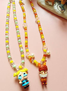 原创手作卡通泡泡玛特水晶项链女