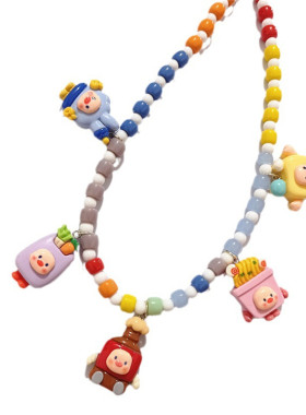 拉面波波猪酱油小猪彩虹糖果项链