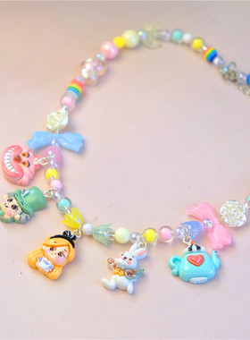 爱丽丝兔子先生疯帽子柴郡猫项链