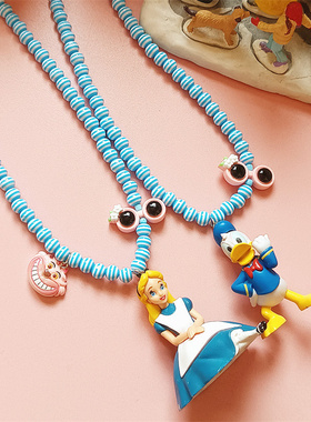爱丽丝唐老鸭条纹亚克力串珠项链
