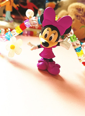 米老鼠紫色米妮彩色水晶串珠项链