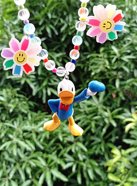 唐老鸭七彩太阳花彩色串珠项链女