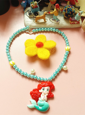 原创美人鱼灰姑娘仿玻璃珍珠项链