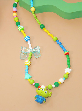 可爱三眼仔公仔吊坠手工串珠项链