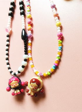 原创手作卡通泡泡玛特树脂项链女