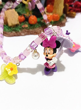 米妮米老鼠吊坠自制水晶串珠项链