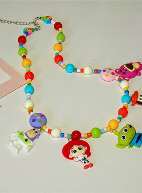 胡迪巴斯光年三眼仔草莓熊项链女
