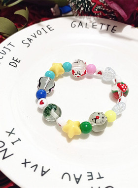 kitty猫咪玻璃珠子彩色琉璃手链