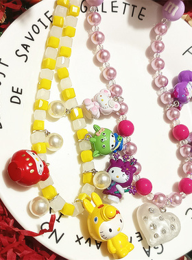 卡通kitty猫手工水晶珍珠项链女