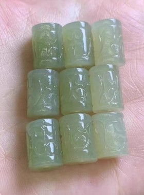 天然和田玉回纹桶珠单珠手链