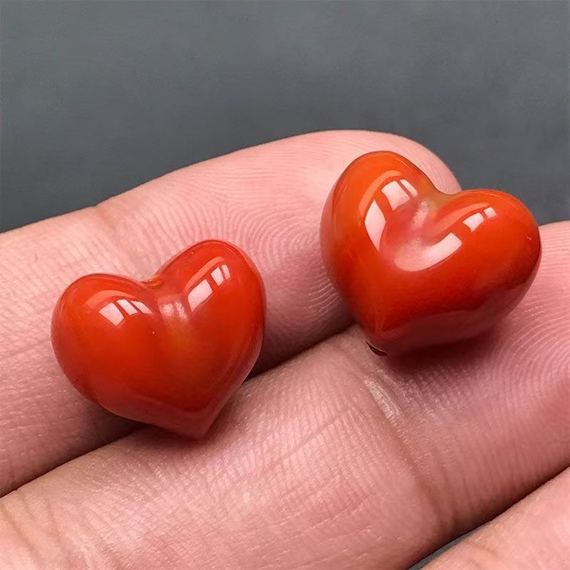 精品无暇南红玛瑙屁桃上下通孔配件手工diy文玩配饰手串手链项链 - 图2