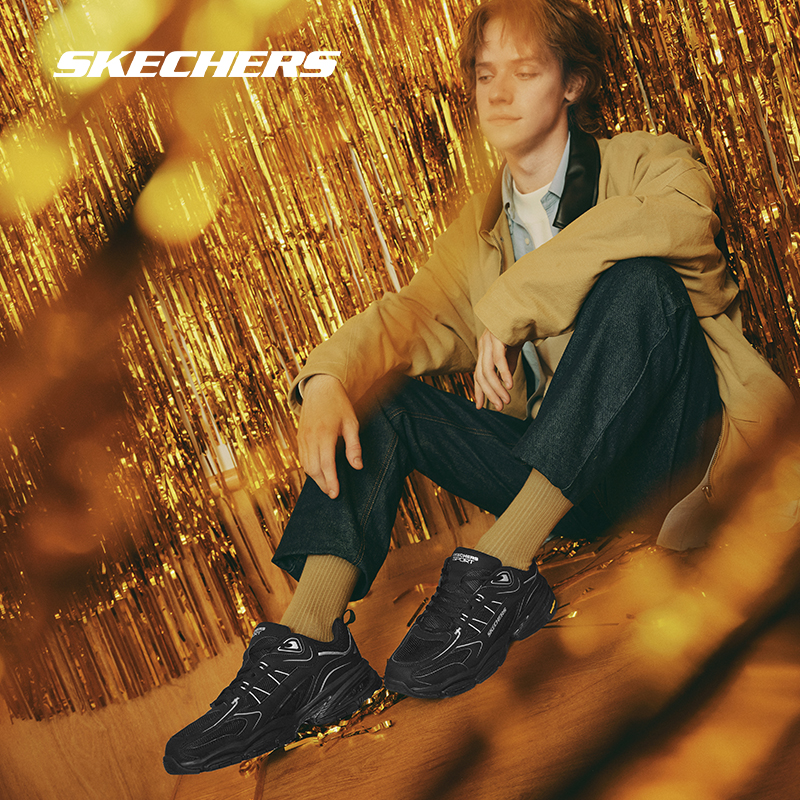 Skechers斯凯奇秋季男子户外休闲运动鞋厚底老爹鞋健身减震跑步鞋