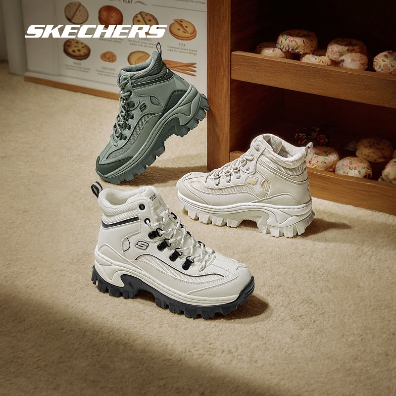 Skechers斯凯奇女士复古高帮鞋2025年冬季厚底增高加绒保暖休闲鞋
