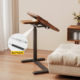 Solid wood pneumatic lifting and folding mobile computer table