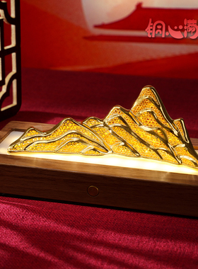 铜心满福花丝金山招财摆件