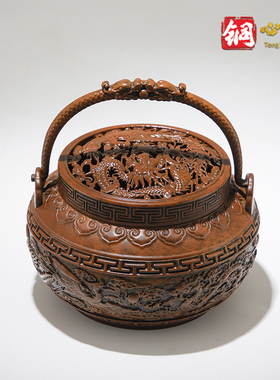 铜心满福 铜香炉《龙凤呈祥香薰炉》家用茶室供奉 铜工艺品 礼物