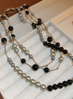 中古vintage珍珠亚克力项链女