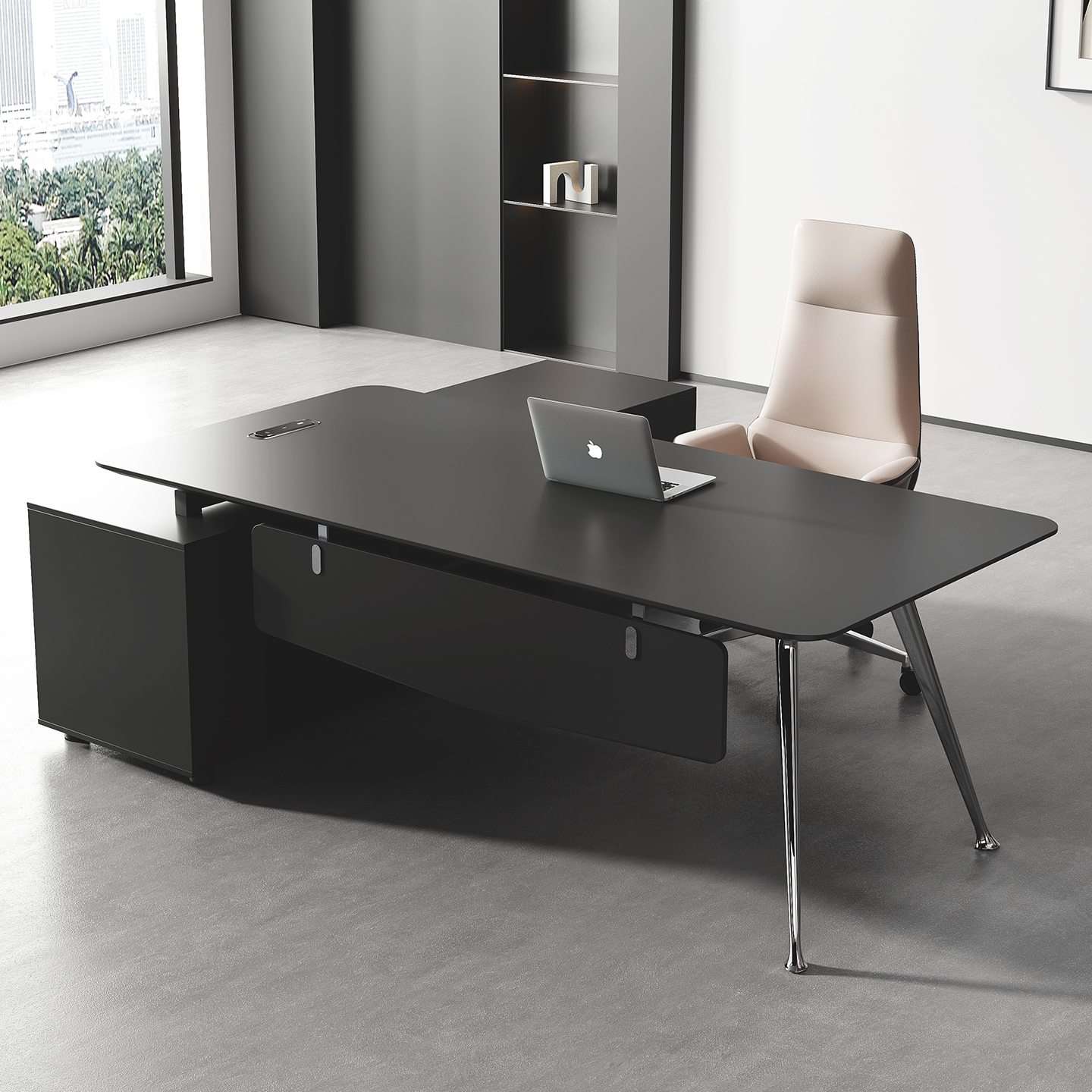 老板办公桌轻奢高级感极简小空间女式单人现代设计师款主管经理桌 - 图0