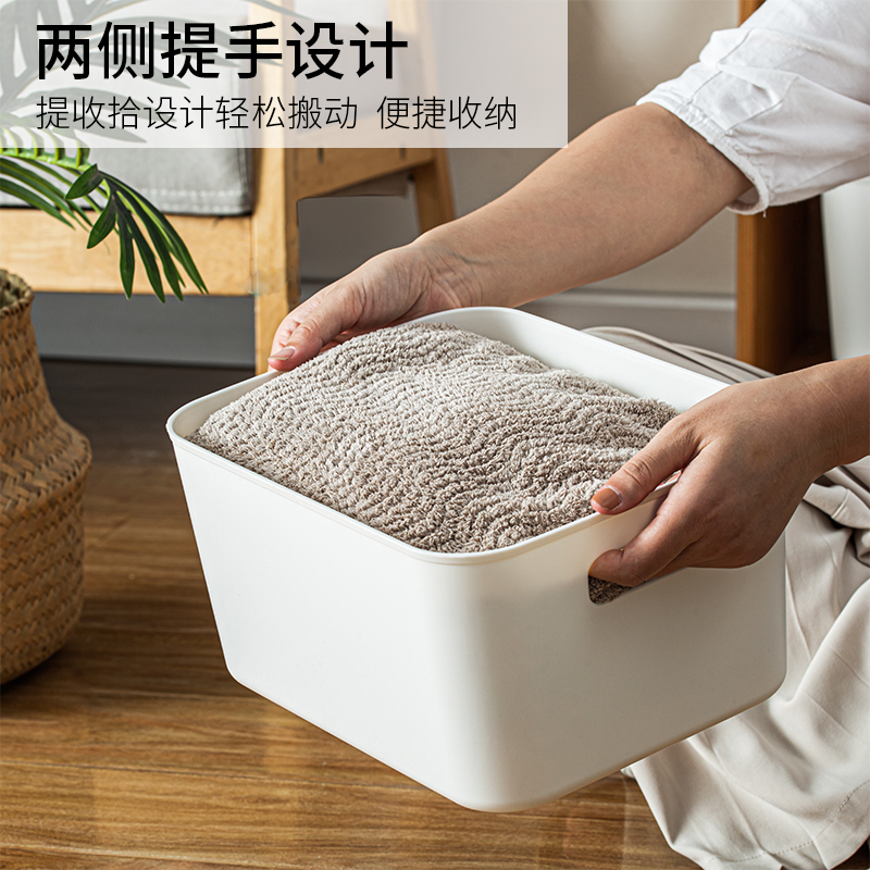 收纳盒桌面化妆品杂物零食收纳筐塑料日式白色厨房橱柜整理收纳箱 - 图2