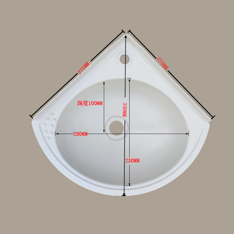 挂墙式塑料转角洗手盆三角盆墙角工地阳台小户型脸盆扇形面盆迷你 - 图2