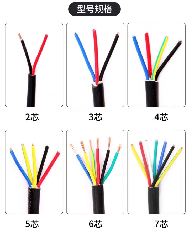 国标纯铜芯电源线2芯3芯4芯5芯0.5 0.75 1.5 2.5平方电缆护套线