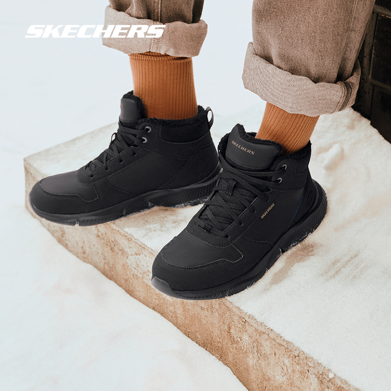 Skechers斯凯奇正品男鞋秋冬加绒加厚保暖鞋子绑带舒适休闲高帮鞋