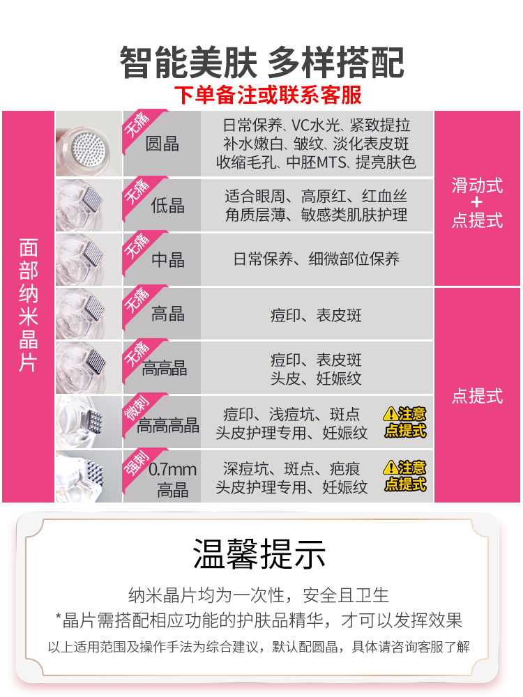 秋芙堂电动纳米微针仪器针头微晶头晶片MTS飞梭中胚导入圆晶-图1