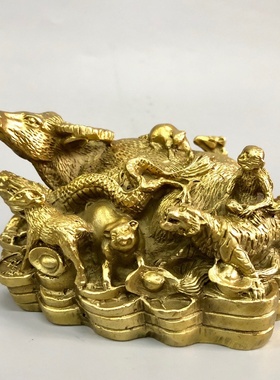 黄铜精工十二生肖摆件 牛祖动物一体12生肖家居办公室工艺品摆件