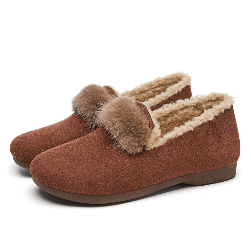 2025冬季新款老北京布鞋豆豆鞋女加绒加厚一脚蹬棉鞋外穿毛毛鞋,淘宝优惠券,粉丝福利购,淘宝优惠卷