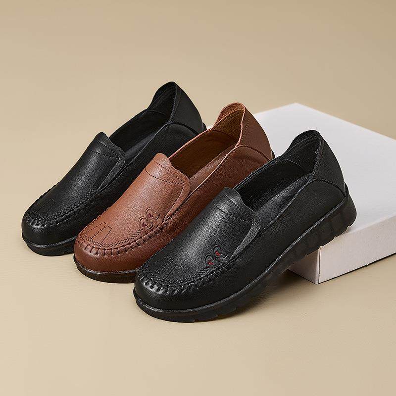 中老年单鞋妈妈鞋春秋平底平跟软底皮鞋女防滑老人奶奶单鞋一脚蹬,淘宝优惠券,粉丝福利购,淘宝优惠卷