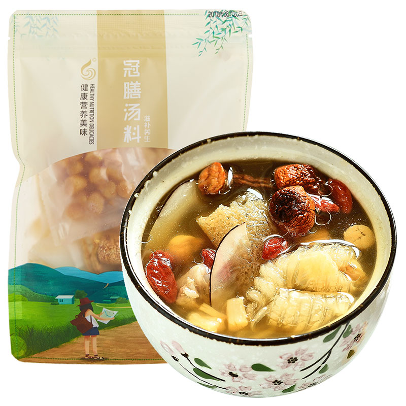 冠膳小孩钙质老人营养滋补煲汤材料包药膳炖汤食材鱼骨瑶柱竹荪汤