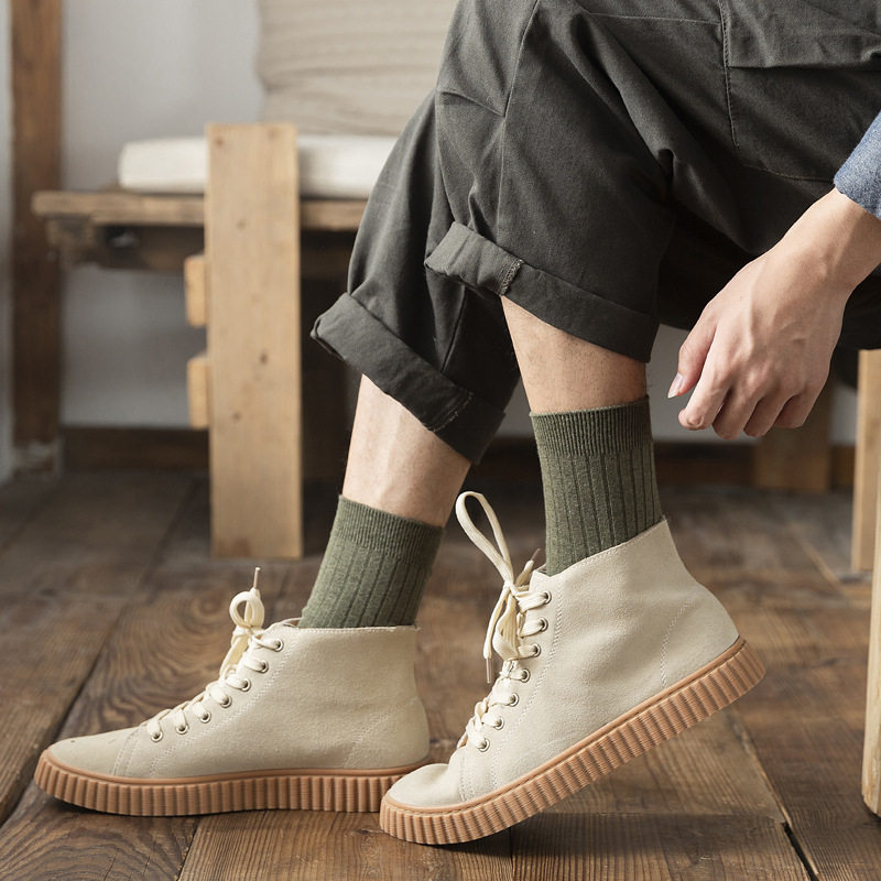 秋季男士纯棉双针抽条纯色商务袜子 斯布伦服饰短袜/打底袜/丝袜/美腿袜