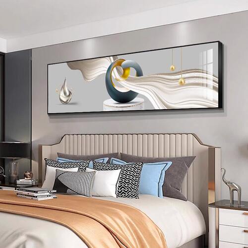卧室床头装饰画主卧夫妻房间挂画现代简约酒店宾馆背景墙温馨壁画 - 图1