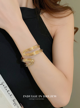 缠绕镂空多层开口手镯女2026新款高级感手环轻奢小众精致百搭手饰