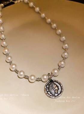 家人珍珠项链个性复古百搭