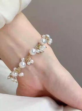 法式优雅高级感金线缠绕珍珠手链时尚大气手串简约设计感气质手饰