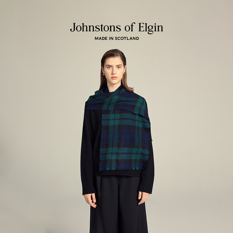 【年中8折】Johnstons of Elgin英伦经典格纹围巾美利奴羊毛礼盒 - 图1