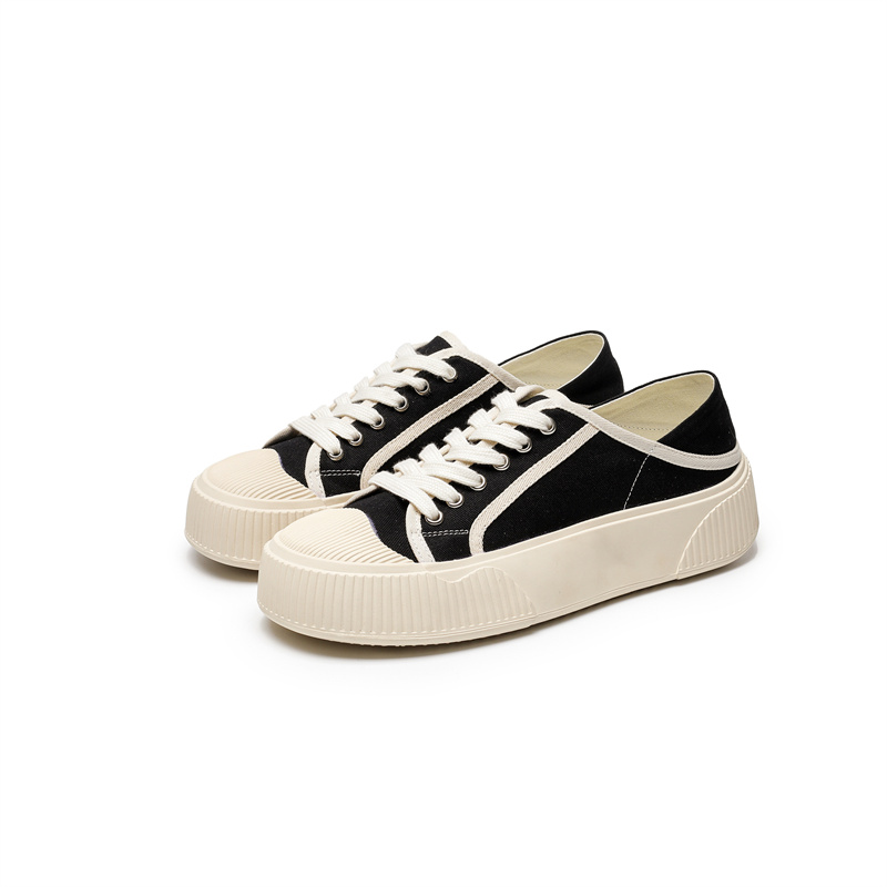 吉步饼干帆布鞋女2022新款休闲鞋子 吉步单鞋