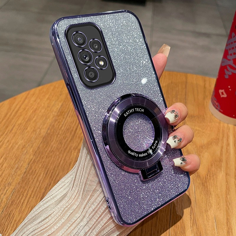 三星A33新款手机壳高端渐变闪粉时尚适用SamsungA33硅胶磁吸支架全包超薄透明软壳Galaxya33防摔奢华5G保护套