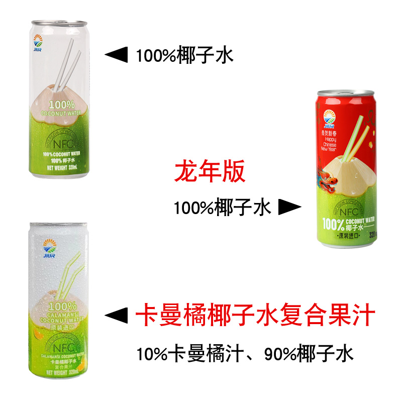 九日椰子水冰祖椰子汁NFC纯果汁饮料越南进口2023网红饮料易拉罐-图0