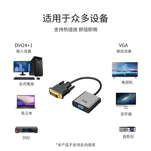 DVI转VGA转接头24+15接口VGA连接线1080P高清线转换器电脑显示器