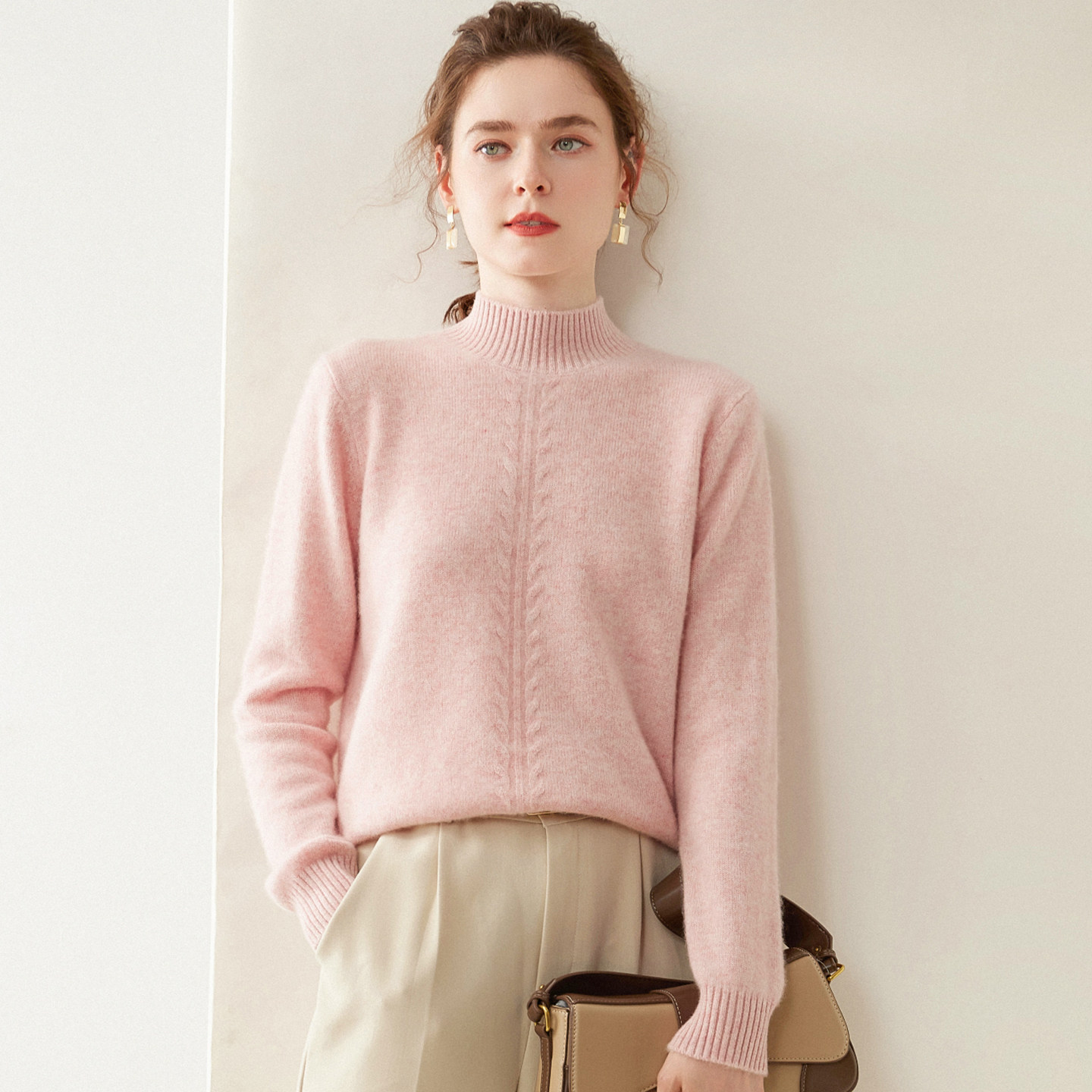 清河纯半高领山羊绒衫女秋冬加厚保暖套头毛衣宽松显瘦针织打底衫,淘宝优惠券,粉丝福利购,淘宝优惠卷