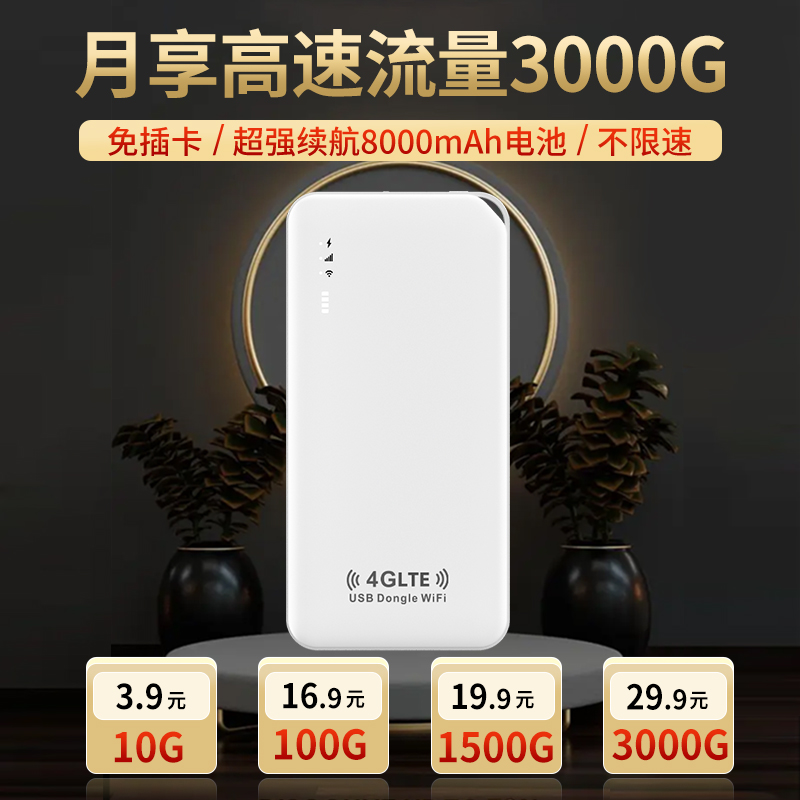 联通3000G 随身wifi充电宝二合一移动无线wifi6便携网络全国通用流量上网卡车载热点免插卡4g路由器2024新款 - 图0