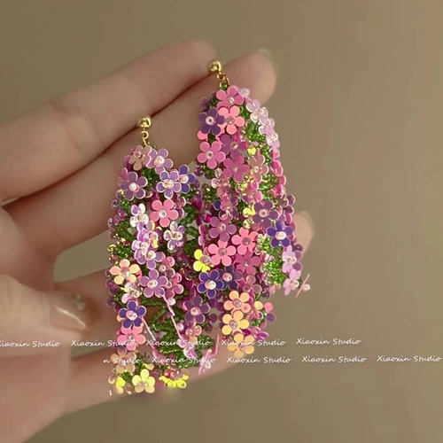 Дизайнерские изысканные клипсы, милые серьги, в цветочек, защита для ушей