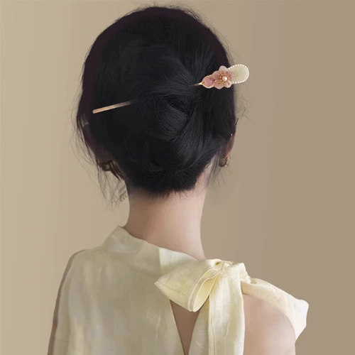 Розовая милая китайская шпилька из белого нефрита, атмосферная заколка для волос, в цветочек