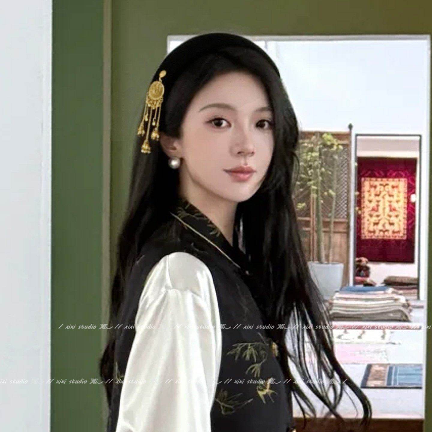 黑色丝绒流苏发箍女气质宽边高颅顶头箍发饰民族风外戴压发卡旅行,淘宝优惠券,粉丝福利购,淘宝优惠卷